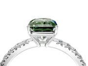 Solitaire Engagement Ring Setting for Fancy Green Radiant Cut Center with Large Accent Band and Prong Head in Platinum