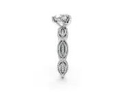 Solitaire Engagement Ring Setting for Heart-Shaped Center with Marquise Panel Band and Prong Head in White Gold