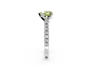 Solitaire Engagement Ring Setting for Fancy Yellow Heart-Shaped Center with Single Row Accent Band and Prong Head in Platinum