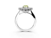 Cluster Halo Engagement Ring Setting for Fancy Yellow Pear-Shaped Center with Milgrain Bezel Accents and Prong Head in Sterling Silver