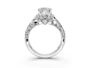 Solitaire Engagement Ring Setting for Cushion Cut Center with Filigree Accent Basket and Prong Head in Platinum