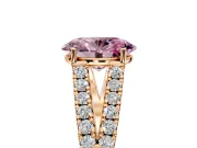 Solitaire Engagement Ring Setting for Fancy Pink Oval Center with Pave Split Shank and Prong Head in Rose Gold