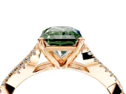 Solitaire Engagement Ring Setting for Fancy Green Radiant Cut Center with Twisted Pave Split Shank and Prong Head in Rose Gold