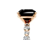 Solitaire Engagement Ring Setting for Fancy Black Asscher Cut Center with Alternating Size Accents and Prong Head in Rose Gold