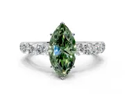 Shared-Prong Engagement Ring Setting for Fancy Green Marquise Center with Graduated Accents and Prong Head in Platinum