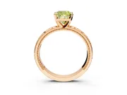 Solitaire Engagement Ring Setting for Fancy Yellow Cushion Cut Center with Scrollwork Band and Prong Head in Rose Gold