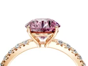 Solitaire Engagement Ring Setting for Fancy Pink Round Cut Center with Large Accent Band and Prong Head in Rose Gold