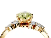 Solitaire Engagement Ring Setting for Fancy Yellow Pear-Shaped Center with Marquise Accent Twist Band and Prong Head in Yellow Gold