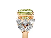 Leaf Cluster Engagement Ring Setting for Fancy Yellow Princess Cut Center with Marquise Accents and Prong Head in Rose Gold