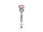 Solitaire Engagement Ring Setting for Fancy Pink Asscher Cut Center with Marquise and Bezel Accents and Prong Head in White Gold