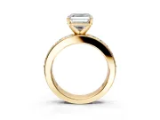 Solitaire Engagement Ring Setting for Asscher Cut Center with Channel-Set Accents and Prong Head in Yellow Gold