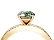 Solitaire Engagement Ring Setting for Fancy Green Oval Center with Channel Baguette Band and Prong Head in Yellow Gold