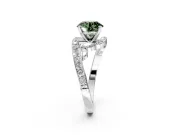 Solitaire Engagement Ring Setting for Fancy Green Round Cut Center with Pave Bypass Twist Band and Prong Head in Platinum