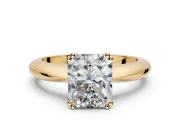 Solitaire Engagement Ring Setting for Radiant Cut Center with Reverse Tapered Band and Prong Head in Yellow Gold