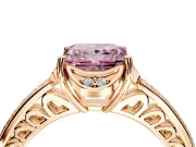 Floral Engagement Ring Setting for Fancy Pink Princess Cut Center with Four Accent Clusters and Prong Head in Rose Gold