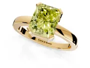 Solitaire Engagement Ring Setting for Fancy Yellow Radiant Cut Center with Plain Band and Flat Tab Prong Head in Yellow Gold