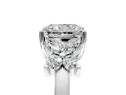 Floral Engagement Ring Setting for Radiant Cut Center with Marquise Cluster Shoulders and Prong Head in Platinum