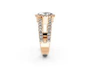 Halo Engagement Ring Setting for Oval Center with Wide-Open Pave Split Shank and Prong Head in Rose Gold