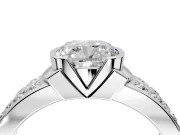 Bezel Engagement Ring Setting for Cushion Cut Center with Wide Channel-Set Band and Bezel Head in Sterling Silver