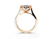 Single Halo Engagement Ring Setting for Fancy Blue Oval Center with Corner Claws, Plain Band and Prong Head in Rose Gold
