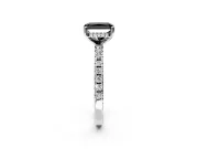 Solitaire Engagement Ring Setting for Fancy Black Radiant Cut Center with Band of Accents and Prong Head in Platinum