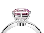 Solitaire Engagement Ring Setting for Fancy Pink Asscher Cut Center with Plain Band and Tulip Prong Head in Sterling Silver