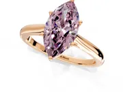 Solitaire Engagement Ring Setting for Fancy Pink Marquise Center with Narrow Cathedral Band and Prong Head in Rose Gold