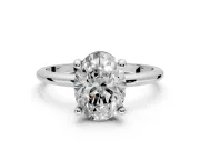 Minimalist Solitaire Engagement Ring Setting for Oval Center with Thin Band and Prong Head in Sterling Silver