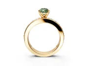 Solitaire Engagement Ring Setting for Fancy Green Pear-Shaped Center with Channel-Set Accents and Prong Head in Yellow Gold