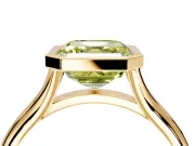 Solitaire Engagement Ring Setting for Fancy Yellow Asscher Cut Center with V Split Shank and Bezel Head in Yellow Gold