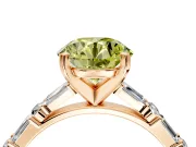 Baguette Engagement Ring Setting for Fancy Yellow Round Cut Center with Alternating Bar-Set Band and Prong Head in Rose Gold