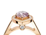 Halo Engagement Ring Setting for Fancy Pink Marquise Center with Outer Bezel Rim, Pave Band and Prong Head in Rose Gold