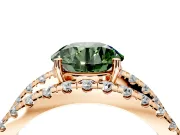 Solitaire Engagement Ring Setting for Fancy Green Round Cut Center with Wide-Open Split Shank and Prong Head in Rose Gold