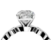 Solitaire Engagement Ring Setting for Cushion Cut Center with Milgrain Bezel Accents and Prong Head in Platinum