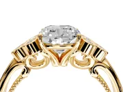 Cluster Engagement Ring Setting for Cushion Cut Center with Bezel Accent Clusters and Prong Head in Yellow Gold