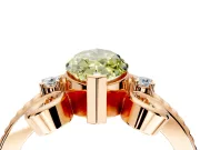 Solitaire Engagement Ring Setting for Fancy Yellow Marquise Center with Twisted Band and Scroll Prong Head in Rose Gold