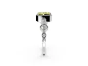 Vintage Station Engagement Ring Setting for Fancy Yellow Radiant Cut Center with Accents and Prong Head in Platinum