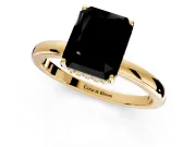 Solitaire Engagement Ring Setting for Fancy Black Radiant Cut Center with Fine Wire Band and Prong Head in Yellow Gold