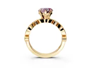 Solitaire Engagement Ring Setting for Fancy Pink Heart-Shaped Center with Milgrain Bezel Accents and Prong Head in Yellow Gold