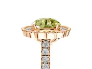 Milgrain Floral Halo Engagement Ring Setting for Fancy Yellow Round Cut Center with Pave Band and Prong Head in Rose Gold