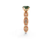 Solitaire Engagement Ring Setting for Fancy Green Round Cut Center with Marquise Panel Band and Prong Head in Rose Gold