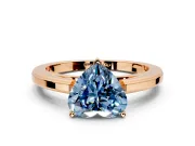 Solitaire Engagement Ring Setting for Fancy Blue Heart-Shaped Center with Flat-Sided Plain Band and Prong Head in Rose Gold