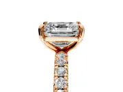 Solitaire Engagement Ring Setting for Asscher Cut Center with Shared-Prong Accents and Prong Head in Rose Gold