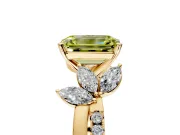 Floral Engagement Ring Setting for Fancy Yellow Emerald Cut Center with Trailing Marquise Accents and Prong Head in Yellow Gold