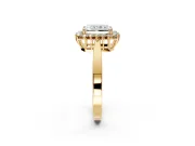 Starburst Halo Engagement Ring Setting for Radiant Cut Center with Flat Cathedral Band and Prong Head in Yellow Gold