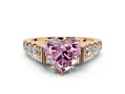 Solitaire Engagement Ring Setting for Fancy Pink Heart-Shaped Center with Pave Cathedral Shoulders and Prong Head in Rose Gold