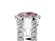Halo Engagement Ring Setting for Fancy Pink Oval Center with Wide-Open Pave Split Shank and Prong Head in Sterling Silver
