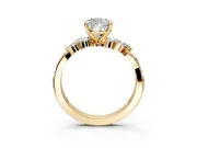 Solitaire Engagement Ring Setting for Cushion Cut Center with Marquise Accent Twist Band and Prong Head in Yellow Gold