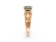 Solitaire Engagement Ring Setting for Fancy Green Asscher Cut Center with Filigree Accent Basket and Prong Head in Rose Gold
