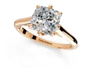 Solitaire Engagement Ring Setting for Cushion Cut Center with Cathedral Band and Prong Head in Rose Gold